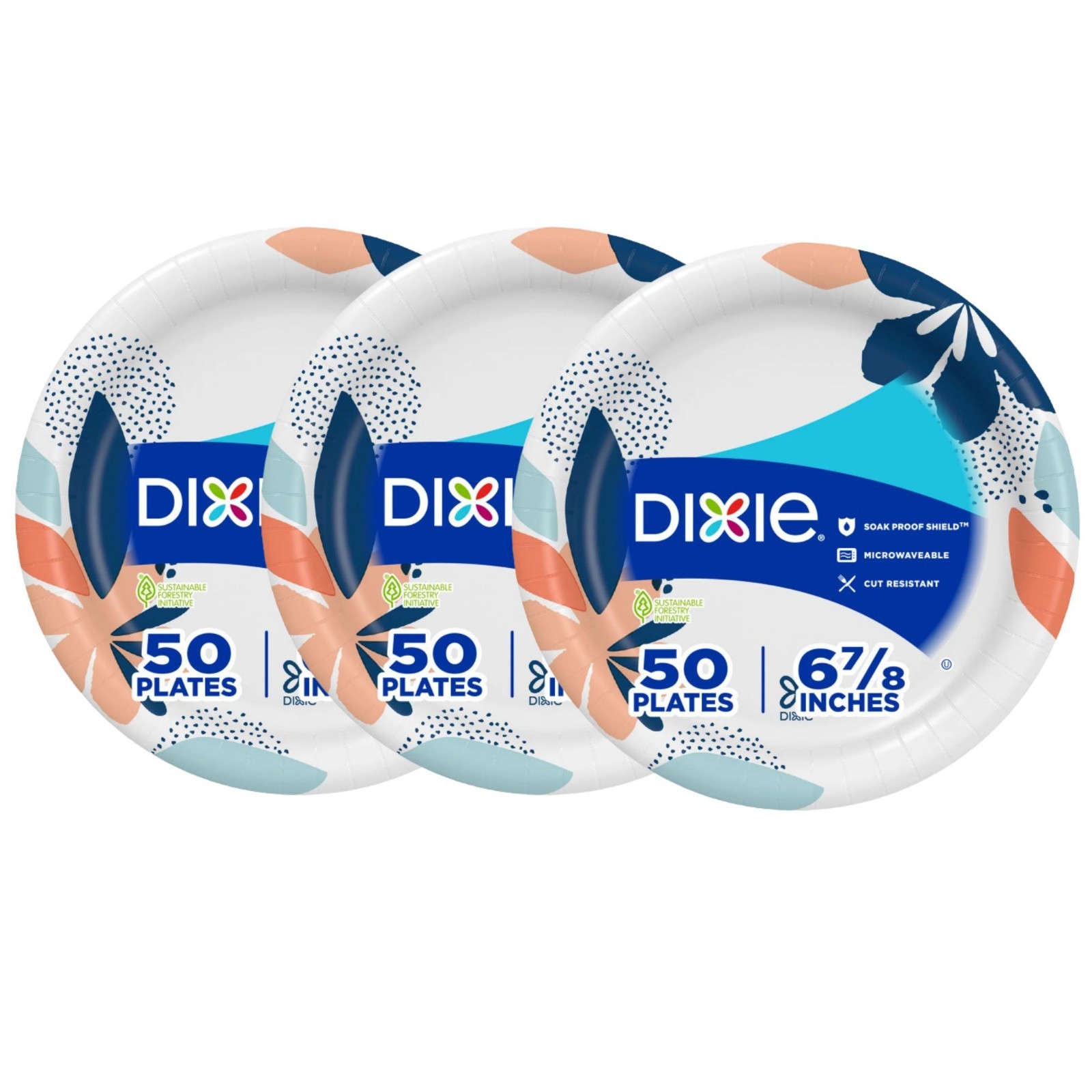 Dixie Disposable Paper Plates, 7 in, 50 count (Pack of 3 )