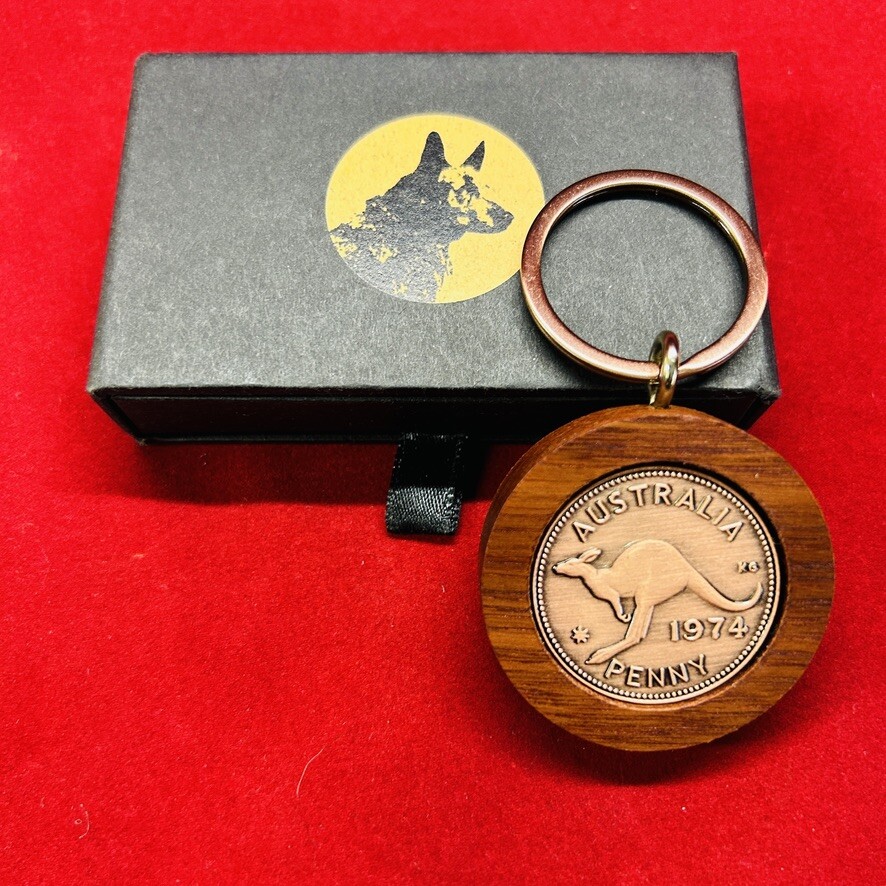 1956 Australian Jarrah Penny Keyring – 70th Birthday Present Anniversary Gift