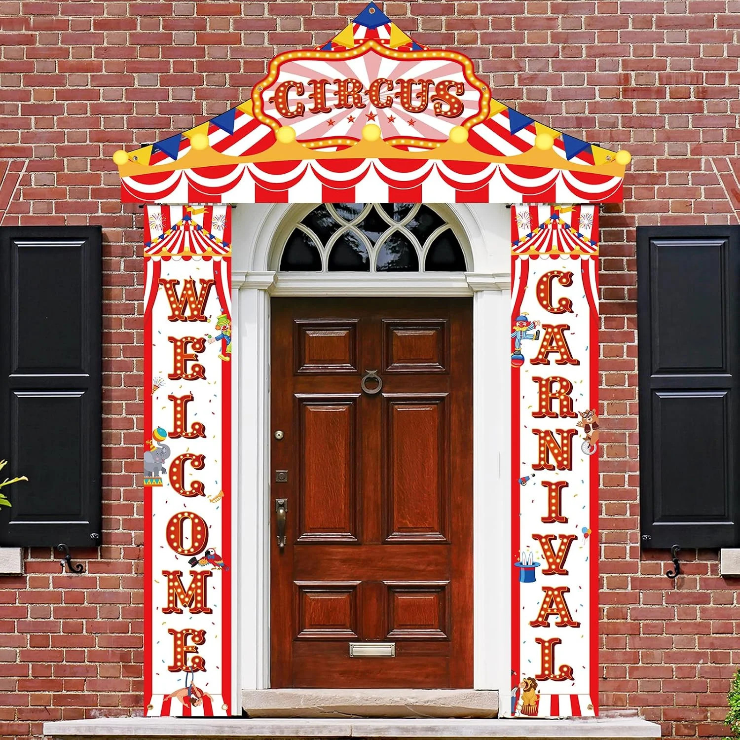 3Pcs Carnival Circus Porch Sign Banner Circus Party Awning Hanging Banner Carniv