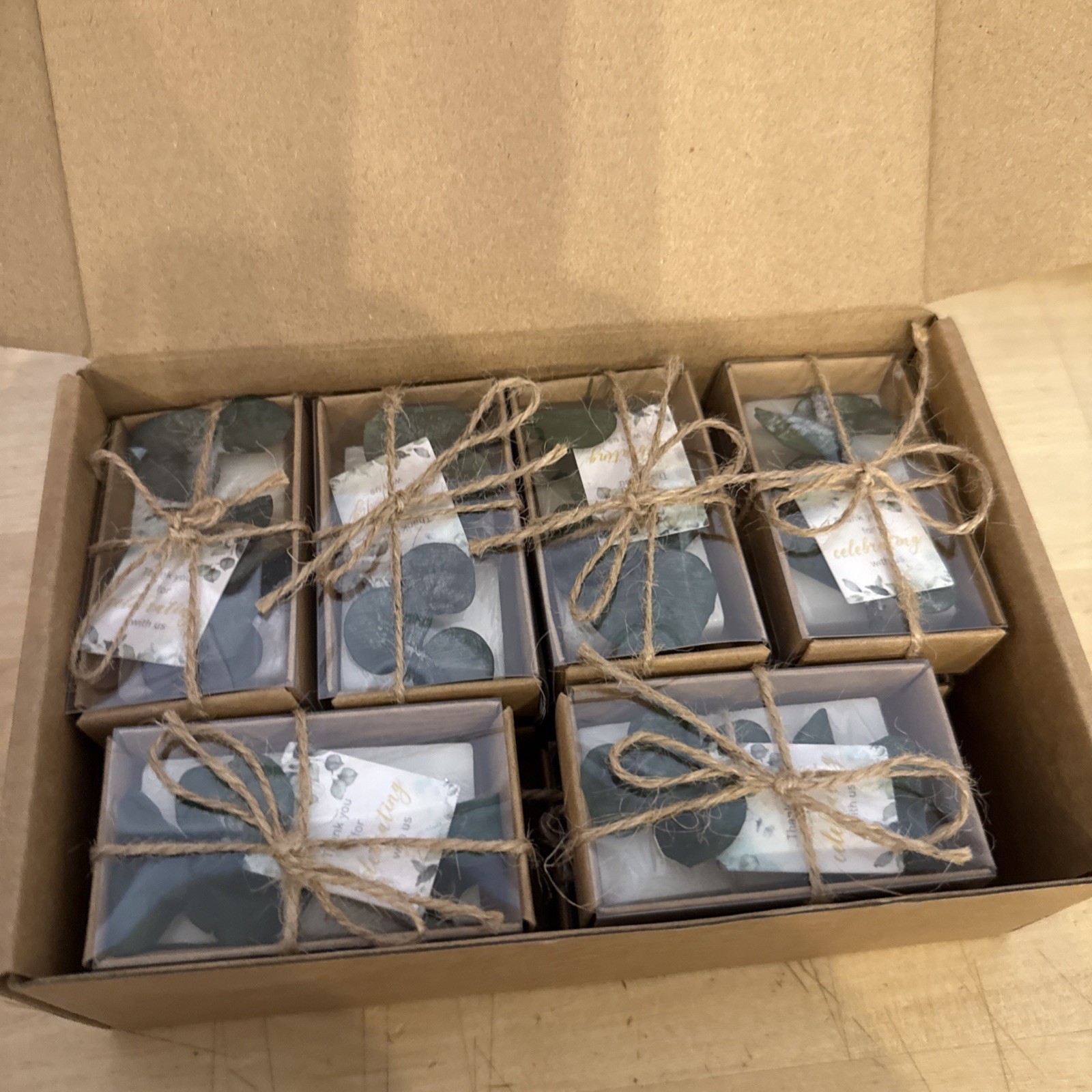 Dansib 12 Pk Mini eucalyptus Hand oap Bar Thank You Favors