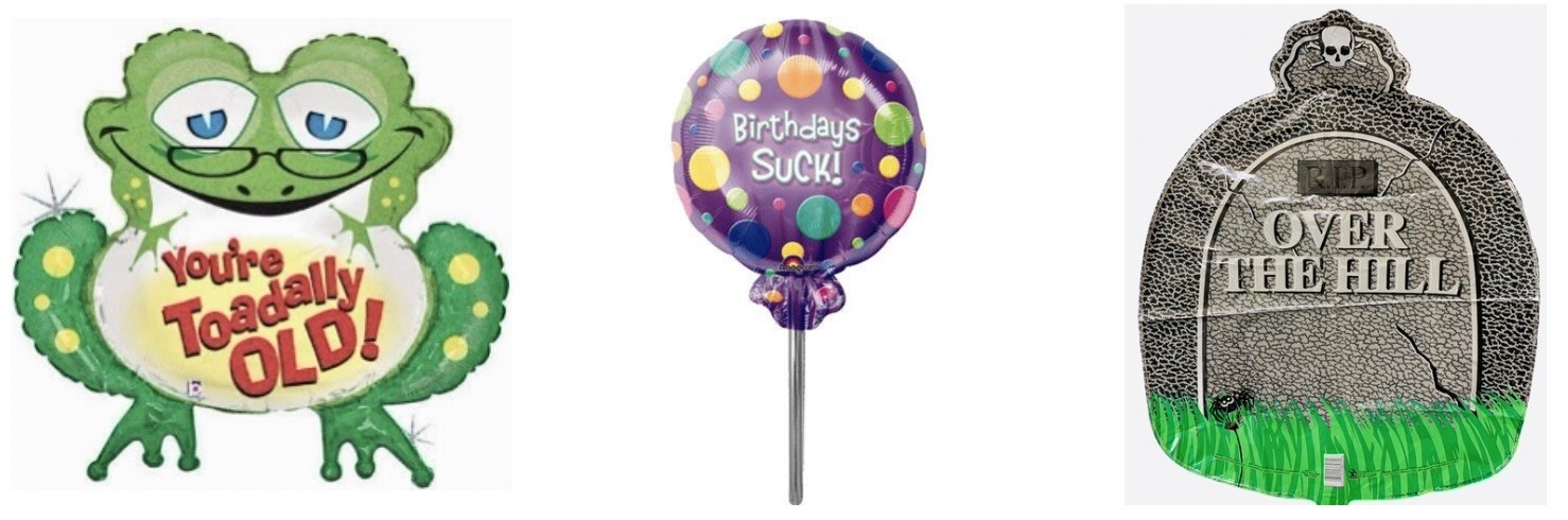 Over The Hill Birthdays Suck Old Age RIP Tombstone Buzzard Foil Mylar Balloons