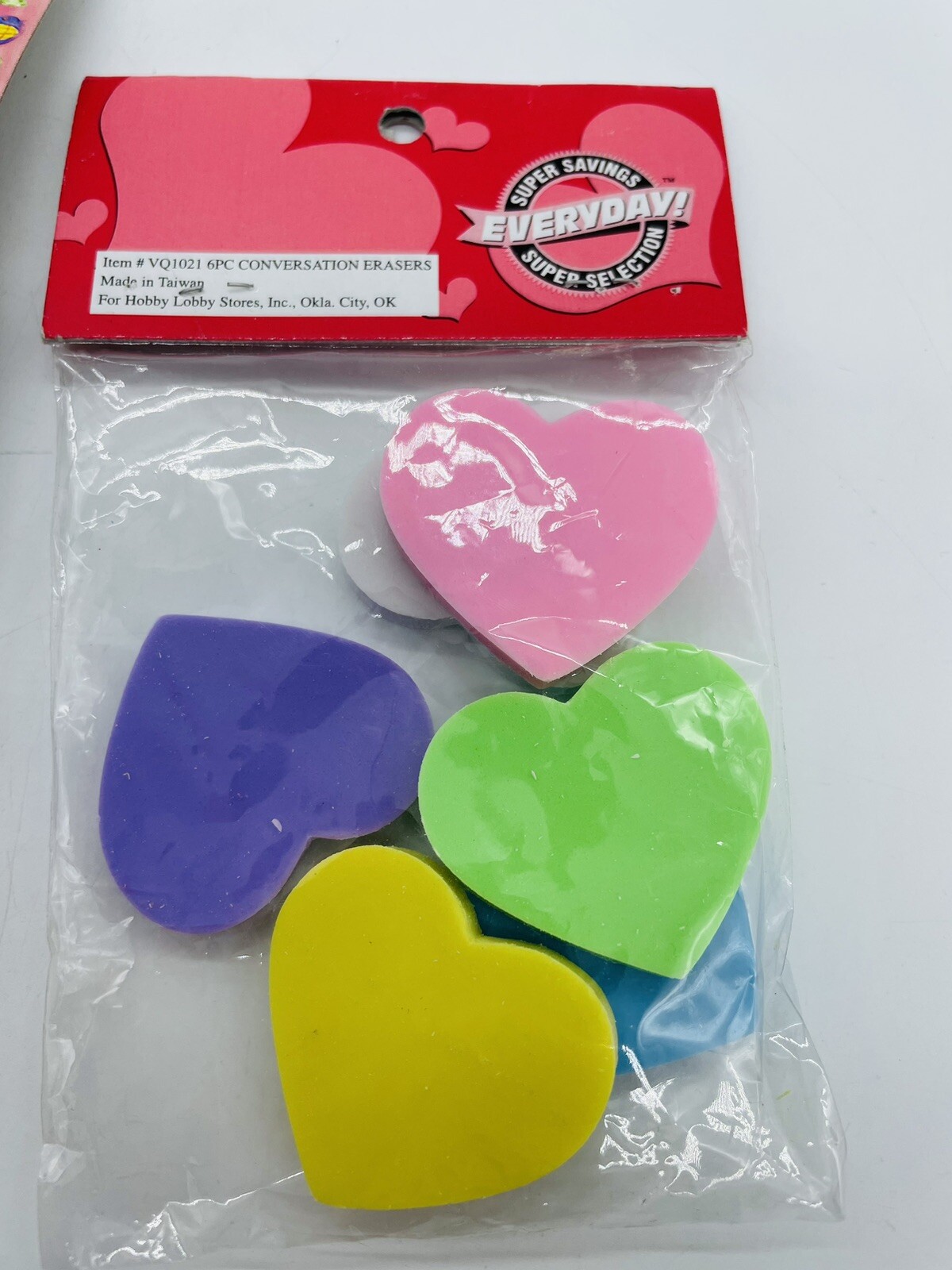 New Vintage Valentines Party Favors Erasers Pencil Toppers Conversation Hearts