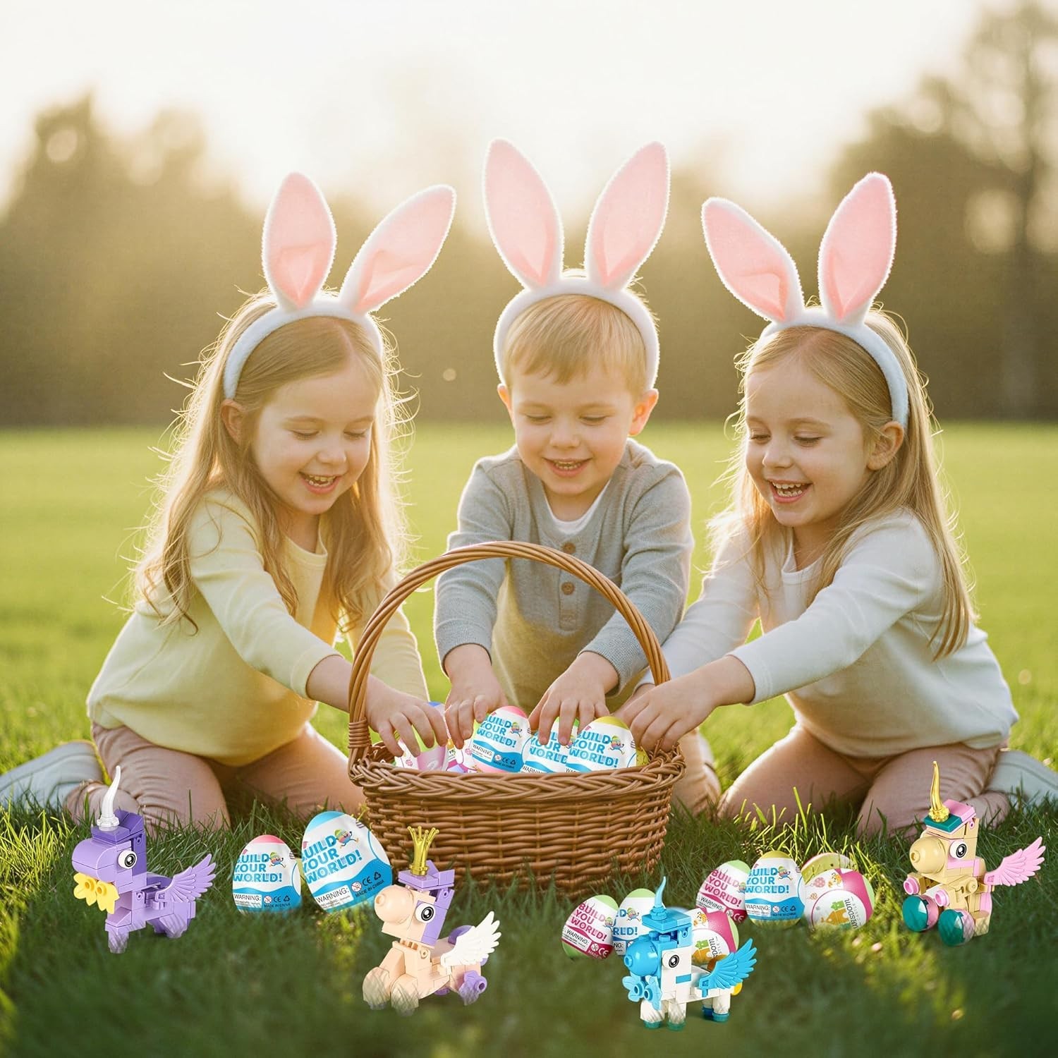 Easter Party Favors & Egg Hunt Prizes for Kids – 12 Unicorn Building Sets wit…