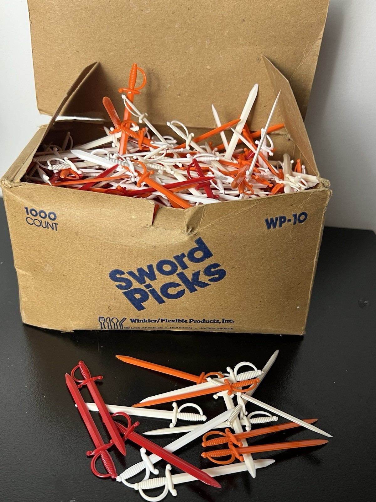 Vintage Plastic Sword Cocktail Picks 1000 Count Box Multi Color Mid Century