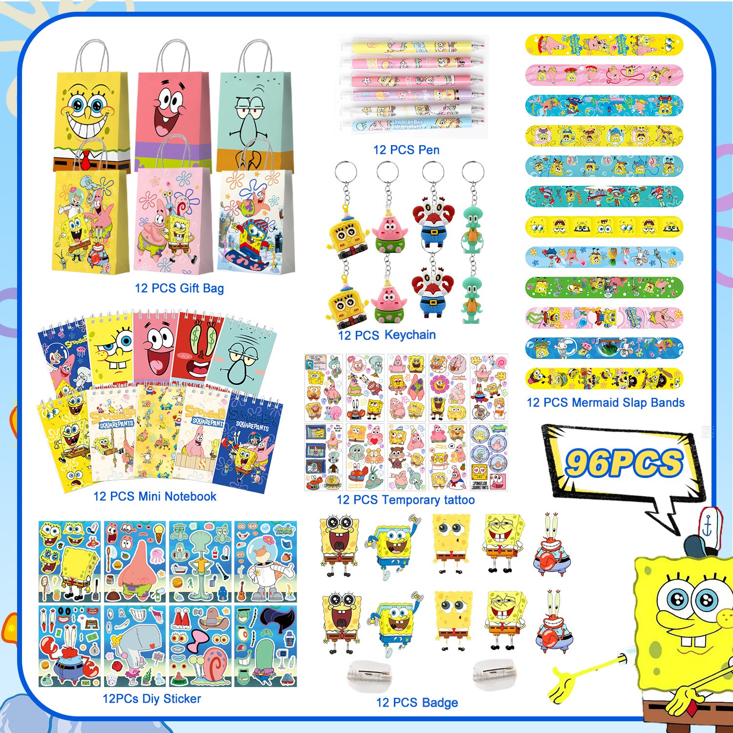 SpongeBob Party Favor SpongeBob Party Supplies Goodie Bags Pens Notebooks Slap