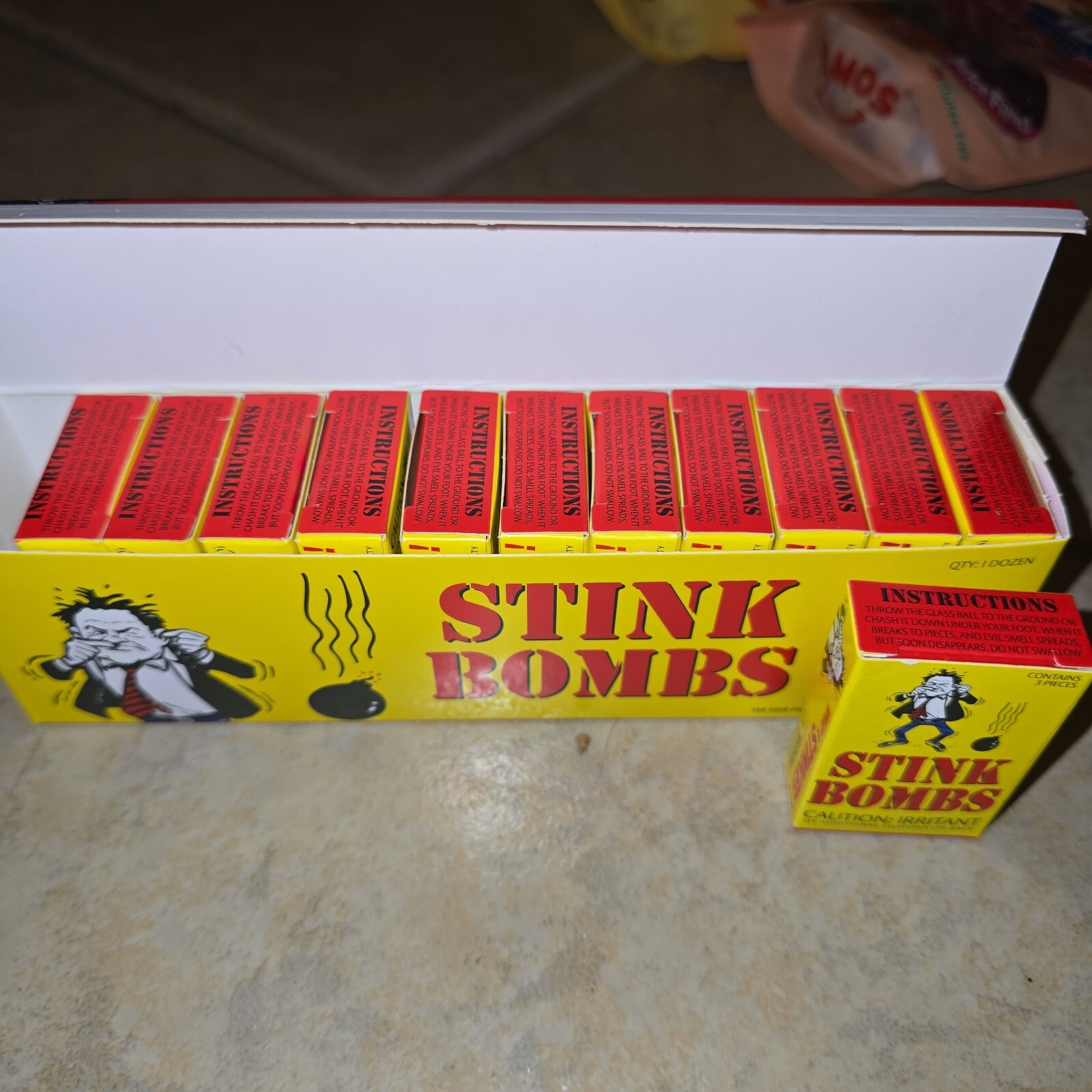 6 BOXES 18 Stink Bombs Rotten Egg Nasty Smell Funny Prank Joke Gag Gift