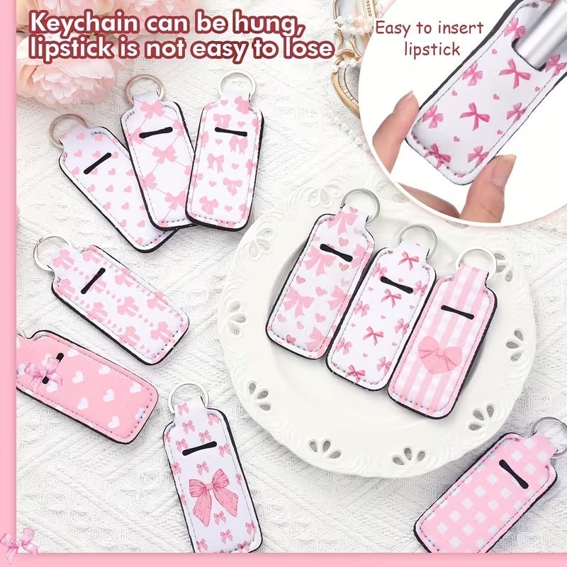 20pcs Coquette Bow Lipstick Holder Keychain for Lipstick/Lip gloss – Girlfriend