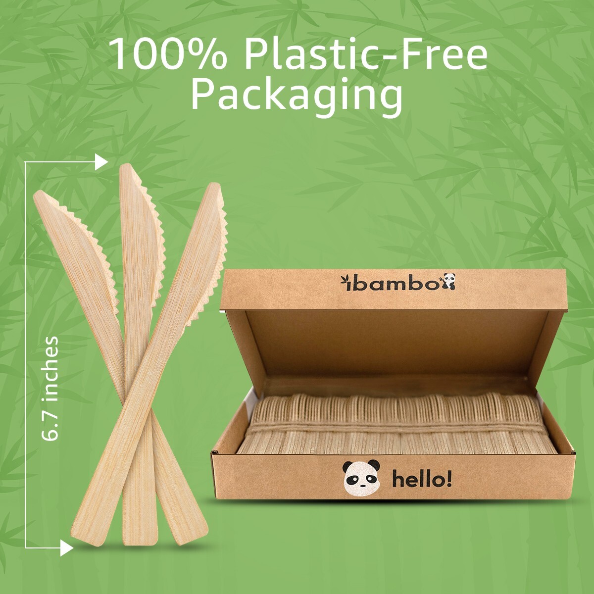 Ibambo 100% Bamboo Knives – 2400 Compostable Knives, Disposable or Reusable