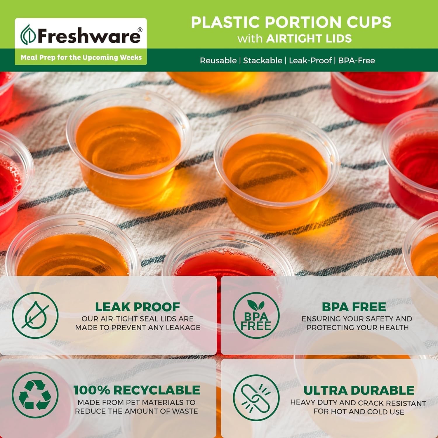Plastic Portion Cups with Lids [2 Ounce, 200 Sets] Disposable Plastic Cups fo…