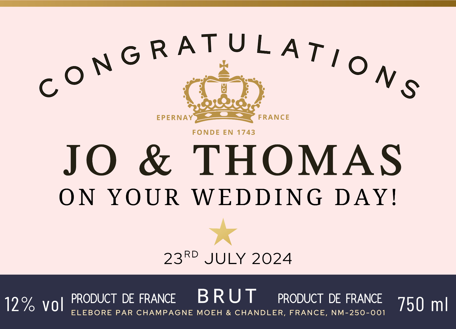 Personalised Champagne Label Wedding Engagement Anniversary Any Name Occasion