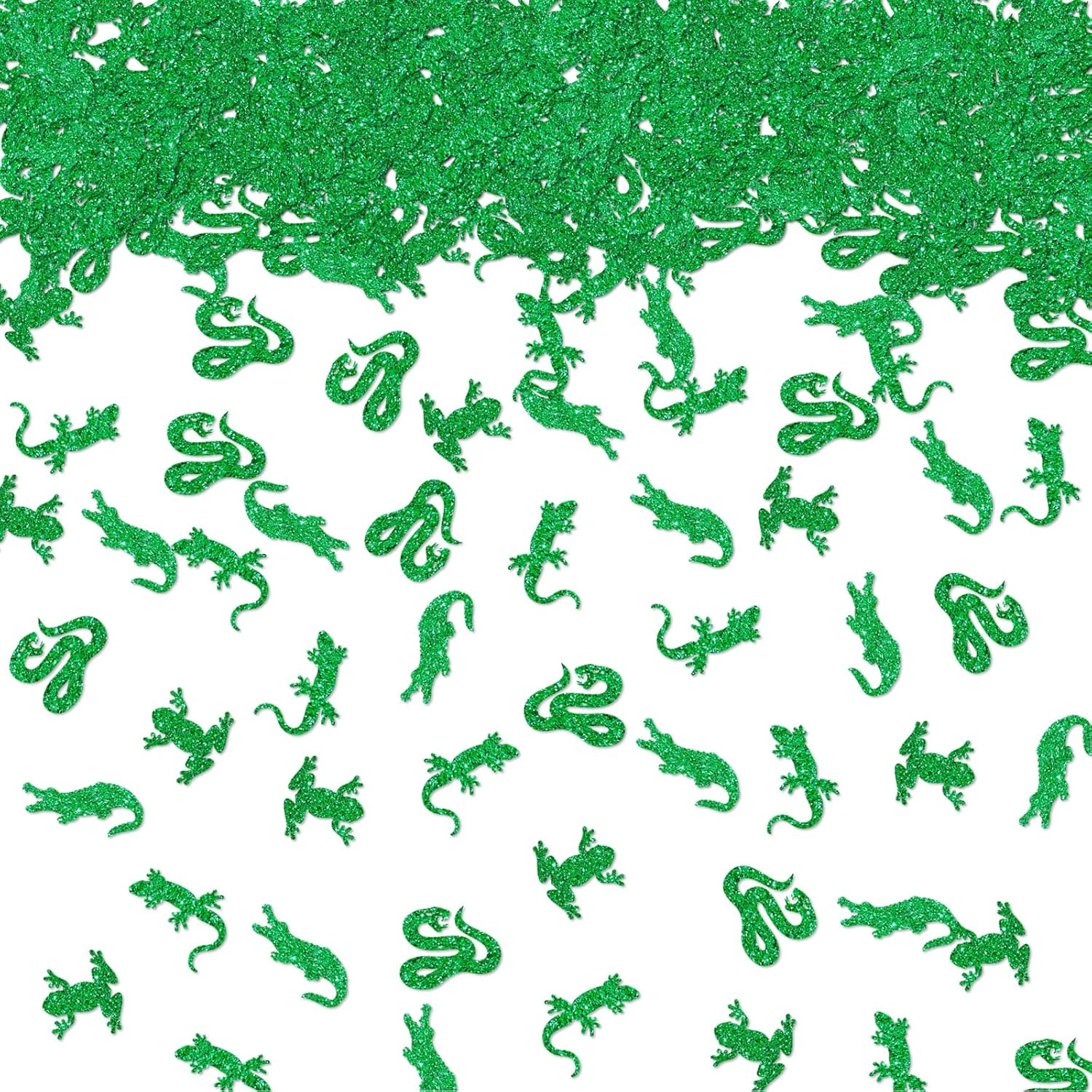 100Pcs Reptile Animals Confetti, Green Glitter Crocodile Table Confetti for Baby