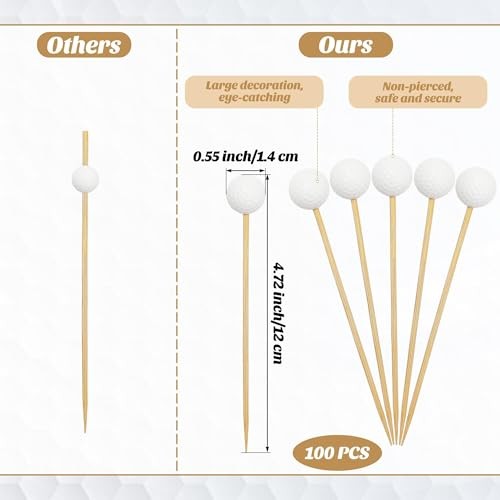 100 Pcs Toothpicks 4.7 Inch Cocktail Picks Skewers | Toothpicks for Golf