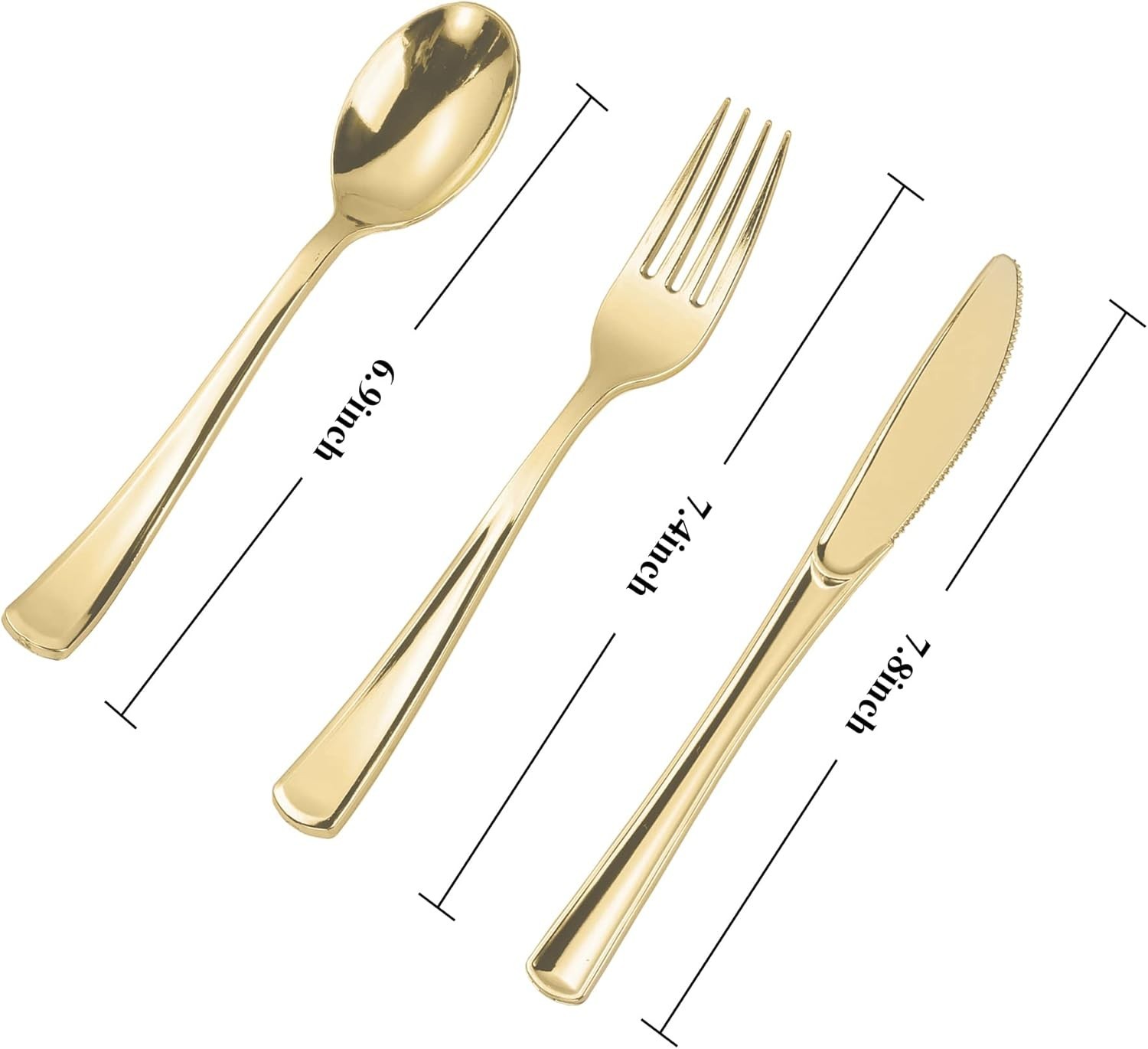 300PCS Gold Plastic Silverware, Heavy Duty Gold Plastic Cutlery Set Disposabl…