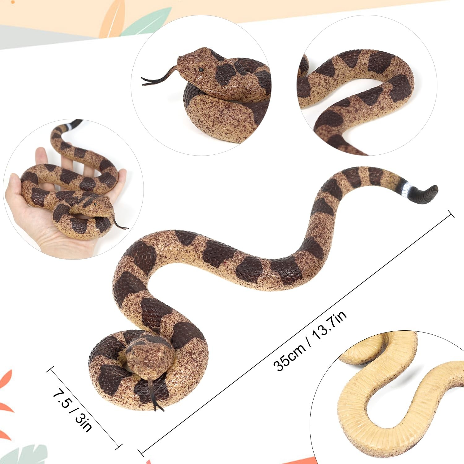 2pcs Realistic Fake Snake Toys Rubber Rattlesnake Garden Scare Decor