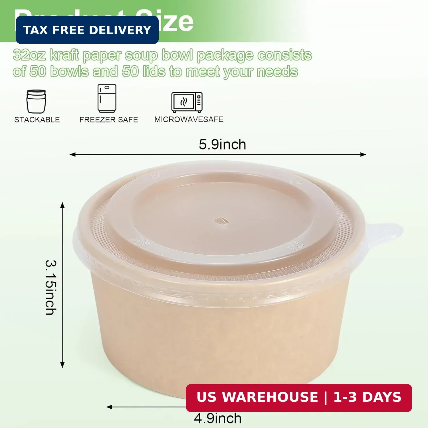 50 Pcs 32 Oz disposable meal prep containers，paper bowls with lids，disposable so