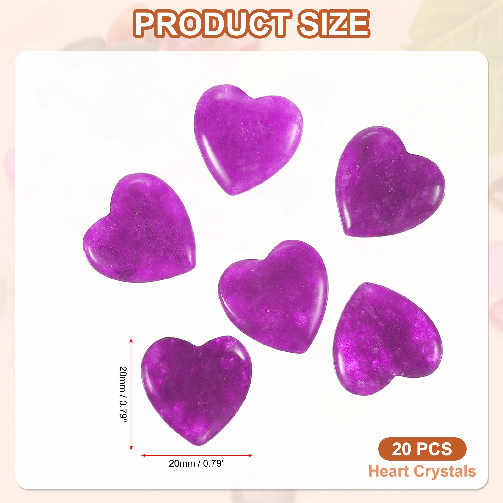 20 Pcs Heart Crystals Stone Natural Crystal Love Gemstone Bulk Set Purple