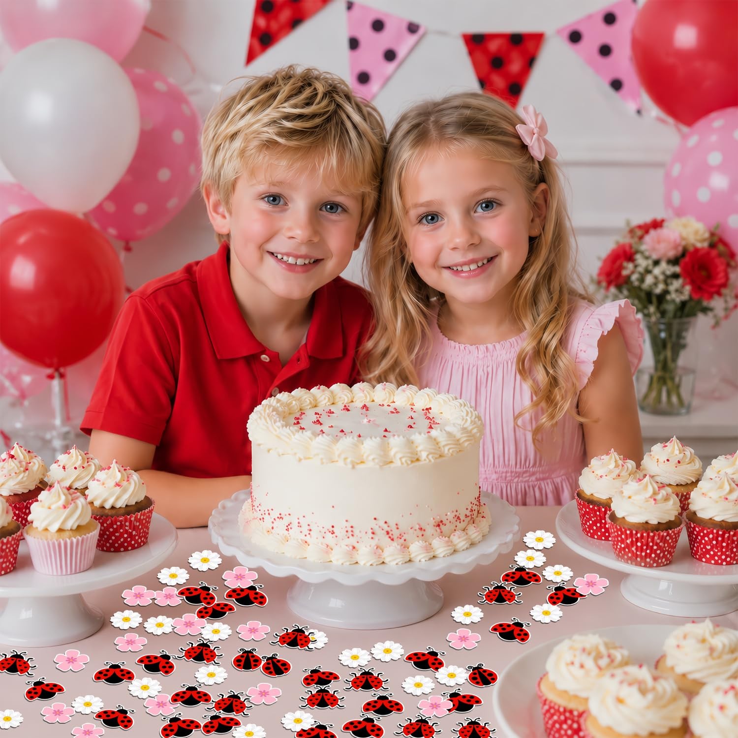 200pcs Ladybug Party Confetti Little Ladybug Table Decorations Double Sided P…