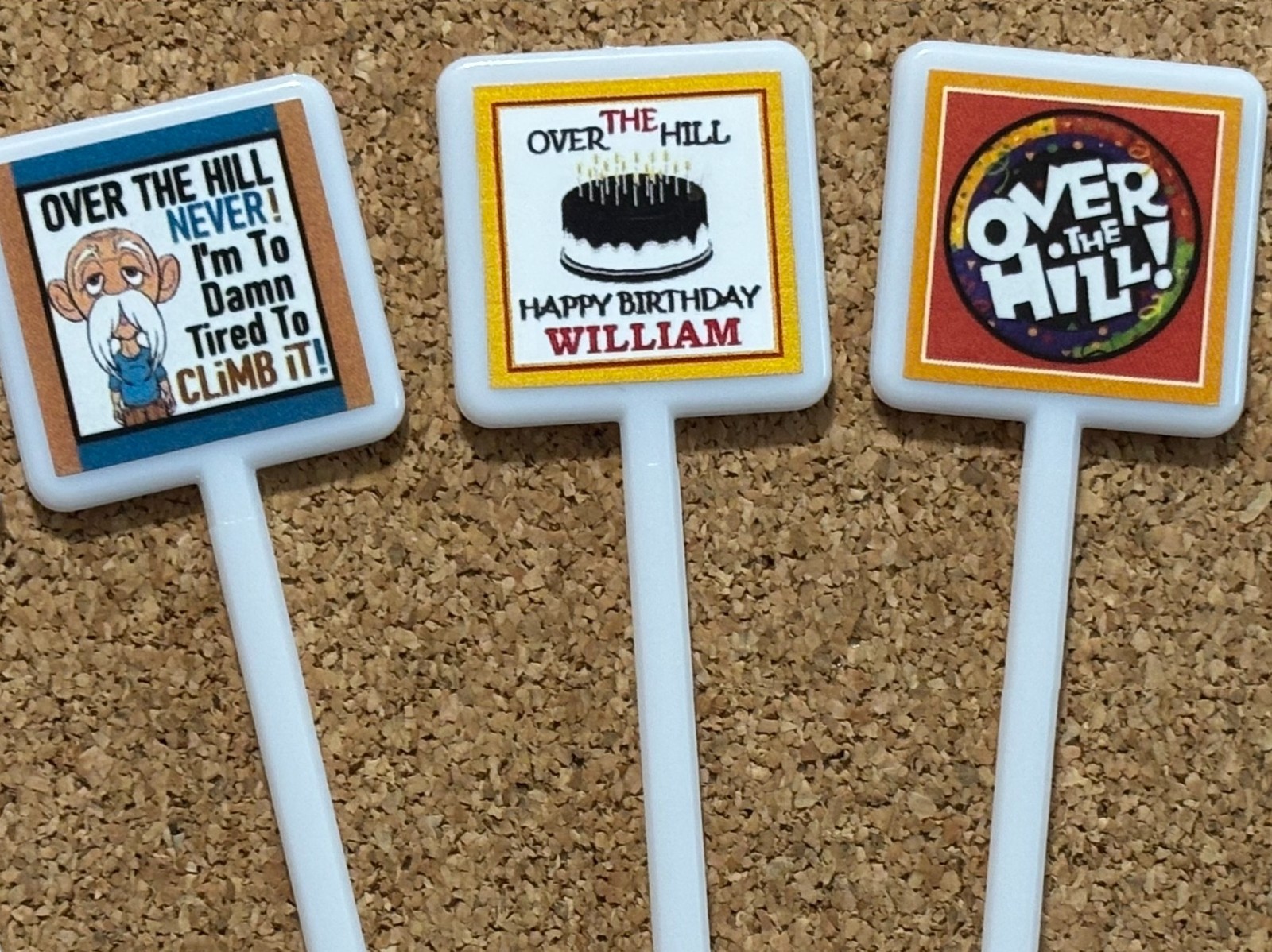 Birthday OVER THE HILL Cocktail Stirrers Gal / Guy Over The Hill Swizzle Sticks