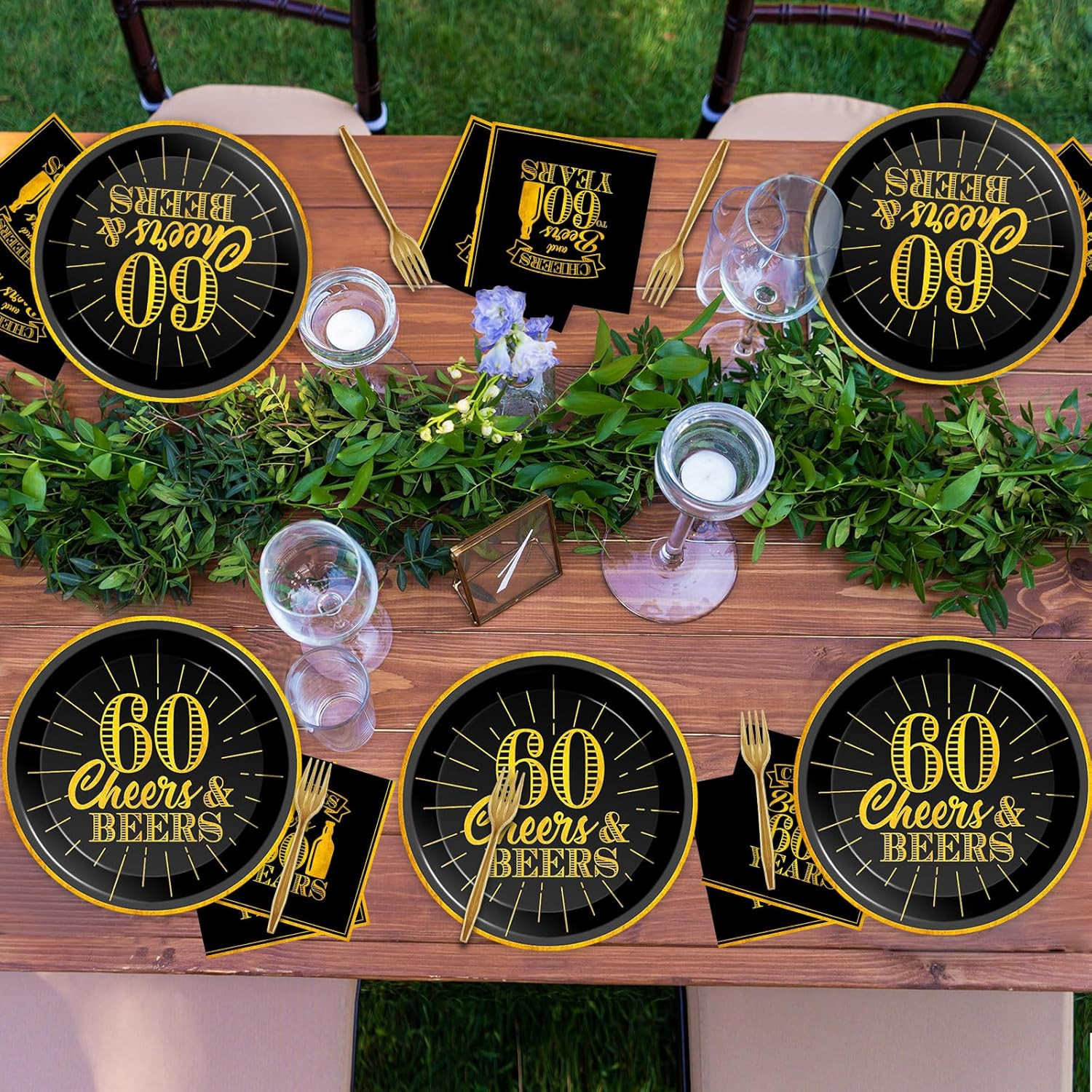 96 Pcs Cheers 60Th Birthday Plates and Napkins Party Supplies Cheers to 60 Years