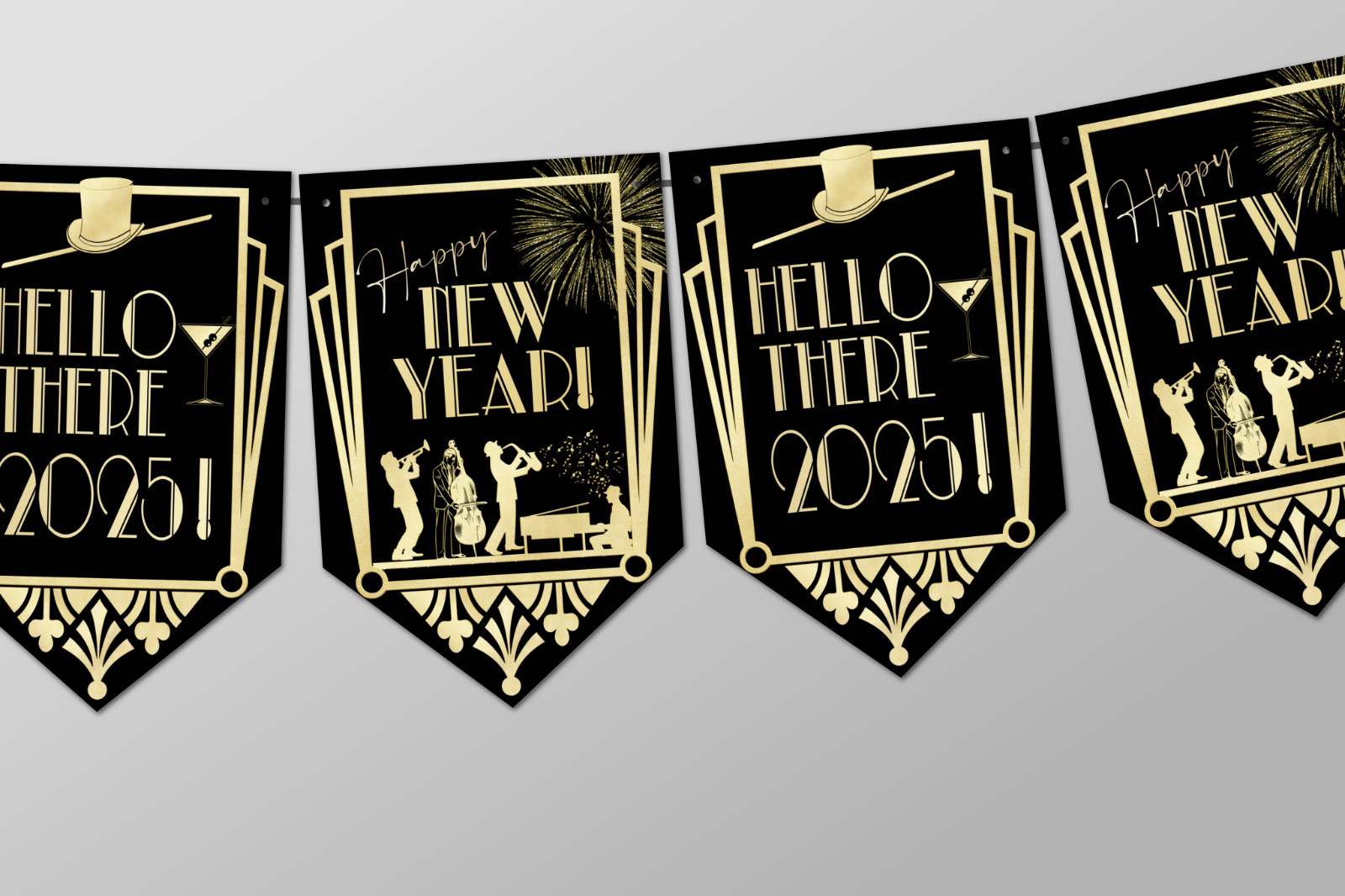 New Year Gatsby Art Deco Roaring 20’s Bunting Party Celebration Bar Decoration