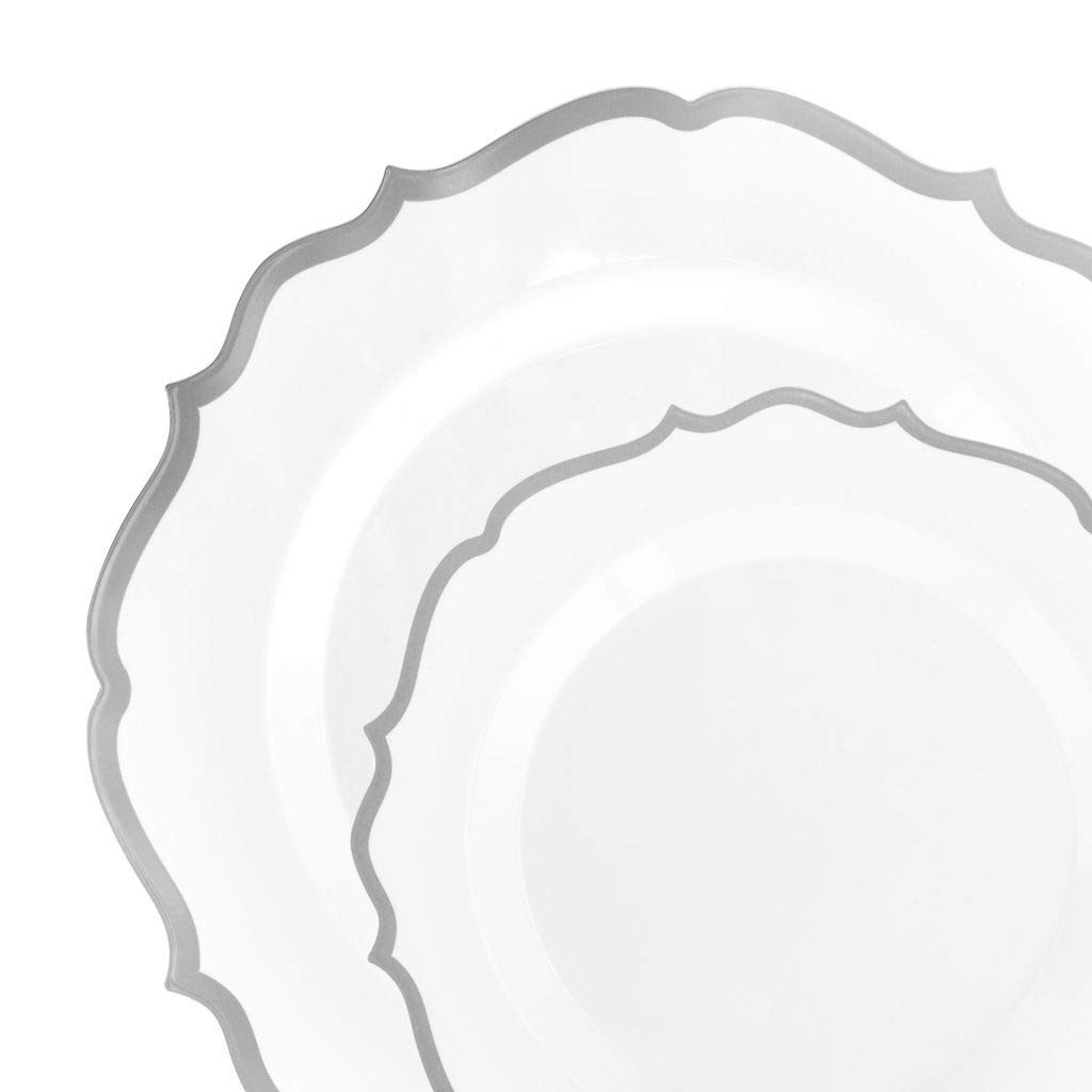 Contemporary Silver Plate Combo, 32-Pack – Includes 16 Lunch Plates (7.5″) & 16