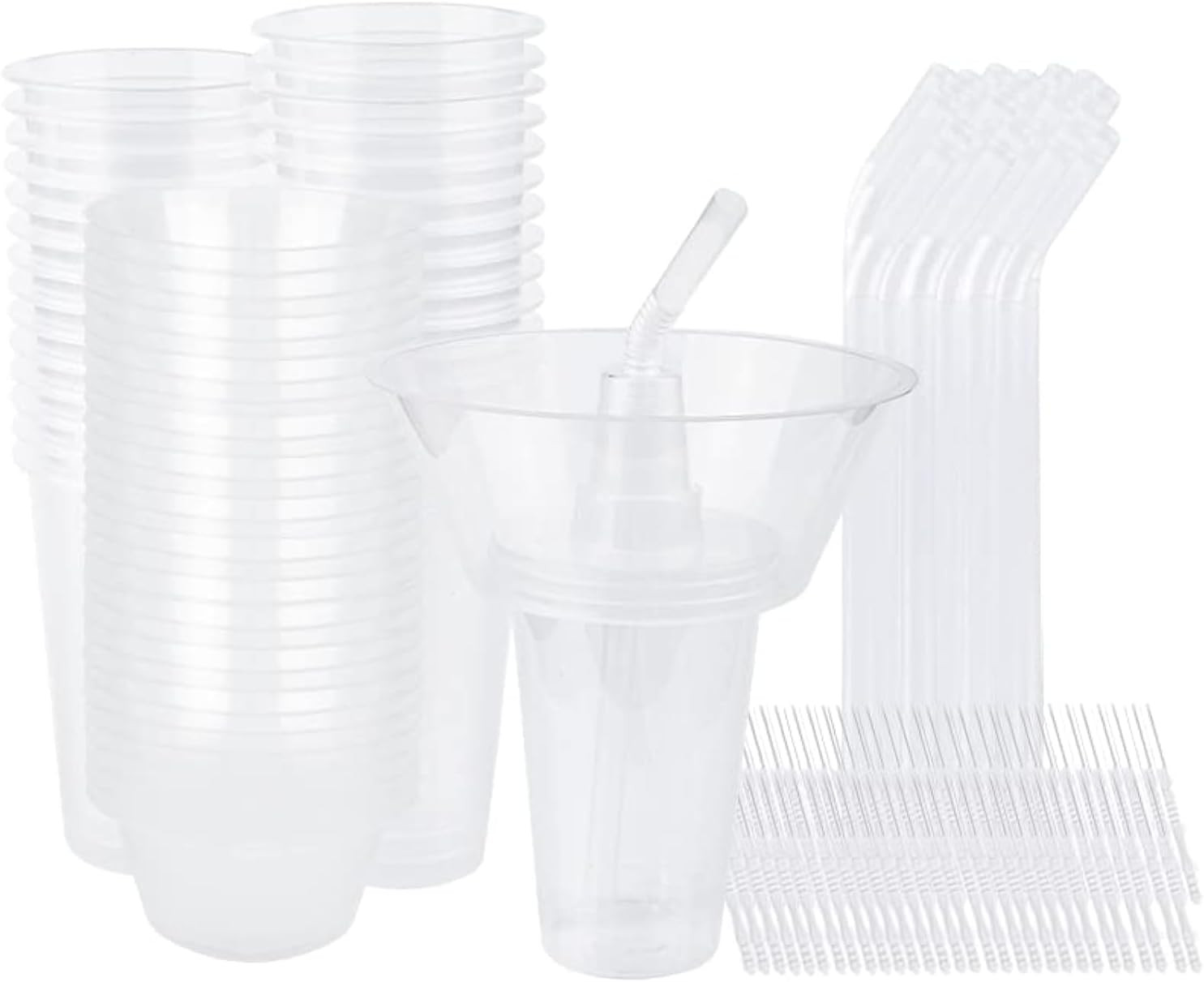 Snack and Drink Cup, 30 Sets Disposable Plastic Cup with Snack Bowl on Top