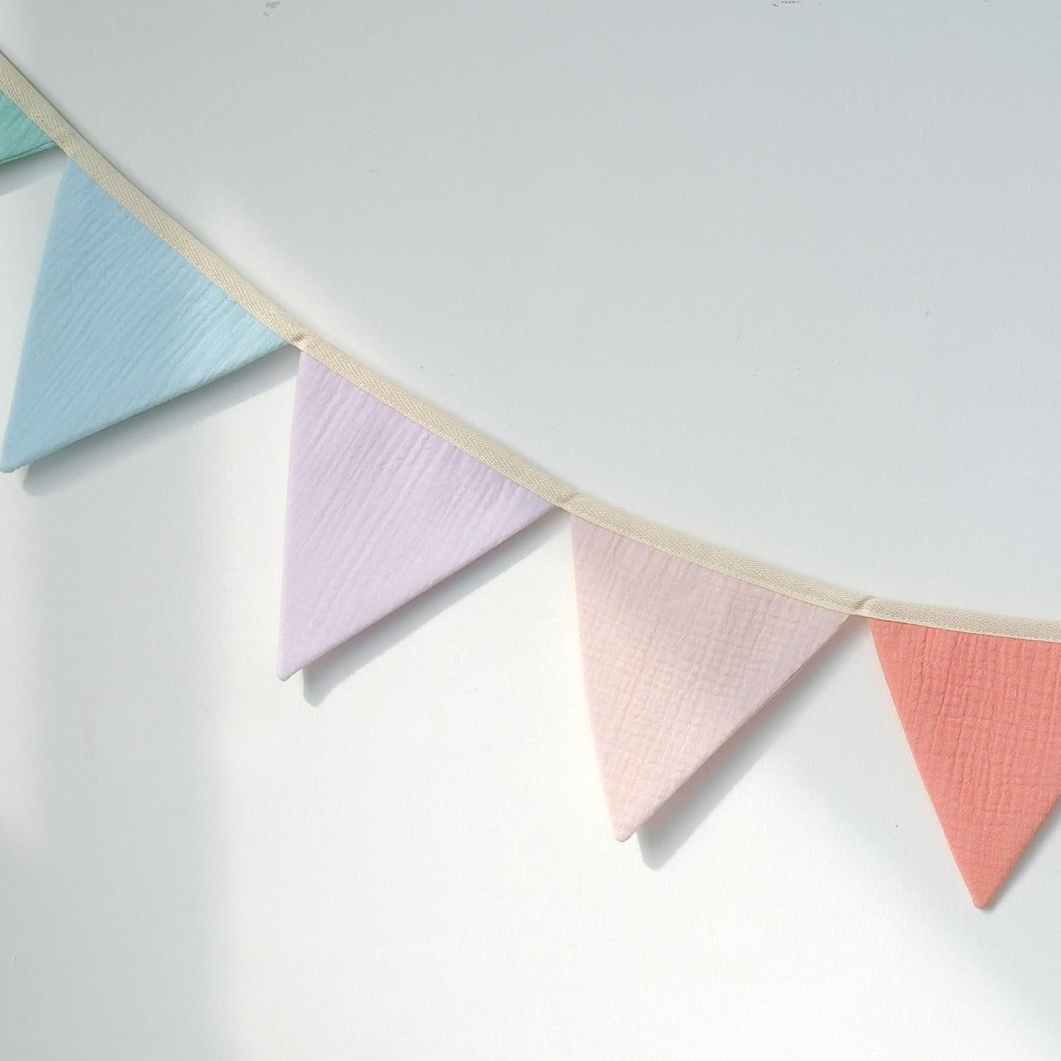 Pennant Banner Flags Pastel Fabric Triangle Bunting Garland for Playroom Nursery