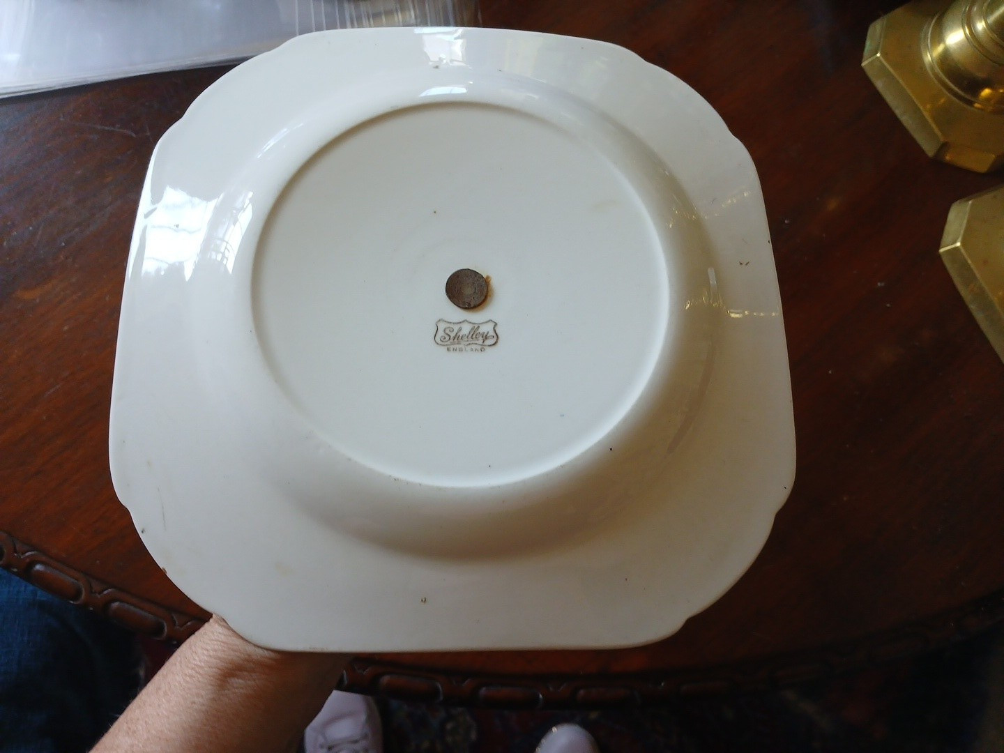 Shelley art deco era cake stand plate coffee colour tea party vintage bone china