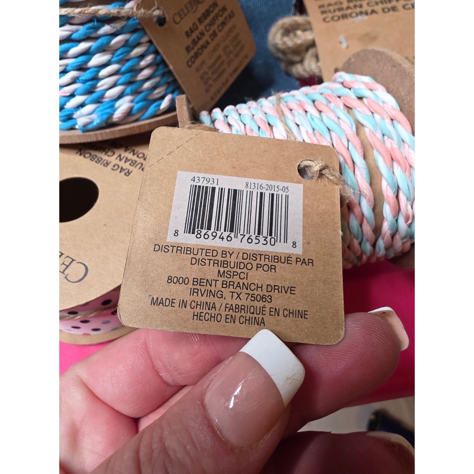 Celebrate It Rag Ribbon Garland Twine Lot Farmhouse Country Fresh Milk Sign NEW