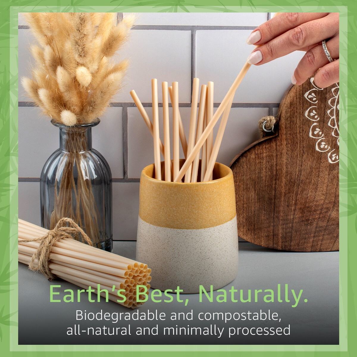 Ibambo Bamboo Disposable Straws – 250 Pack, Single Wrapped Compostable Straws