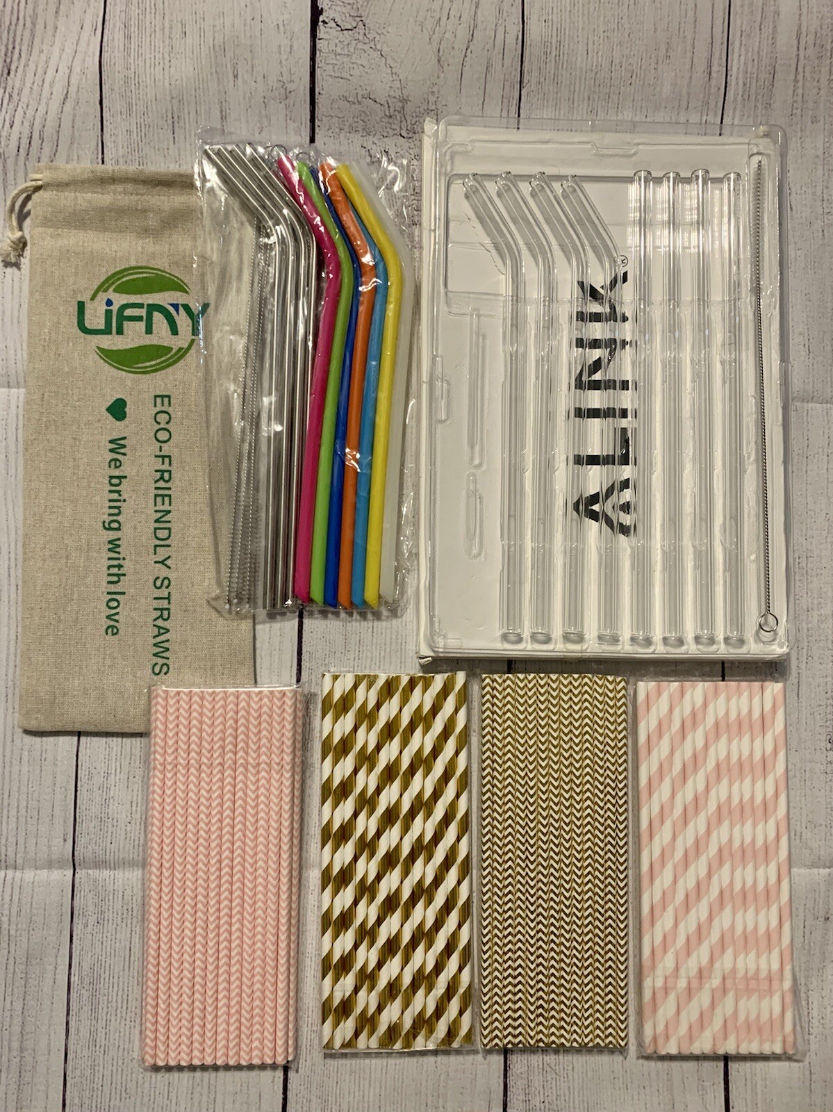 New Reusable Drinking Straws Lot Travel Washable Colored Clear Lot