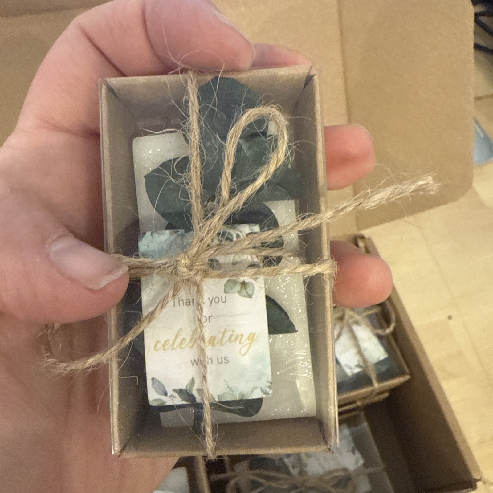 Dansib 12 Pk Mini eucalyptus Hand oap Bar Thank You Favors