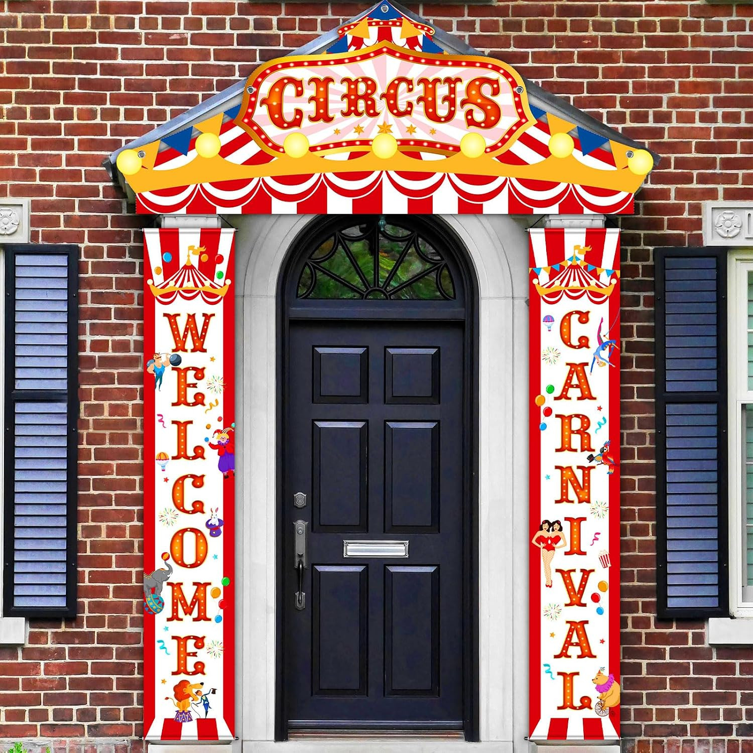 3 Pcs Carnival Circus Porch Banner Awning Door Welcome Birthday Party Decor Sets