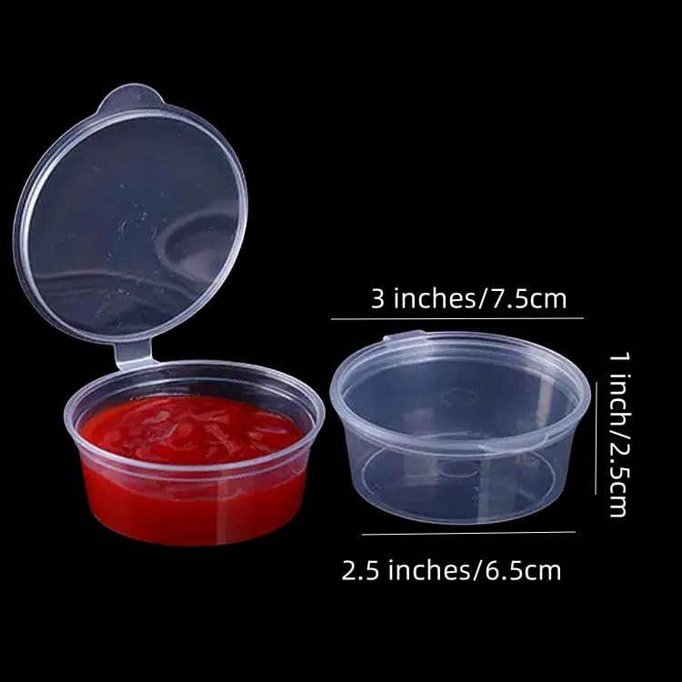 50 Pieces Small Sauce Containers Plastic Cups,Reusable Condiment Cups,Souffle…