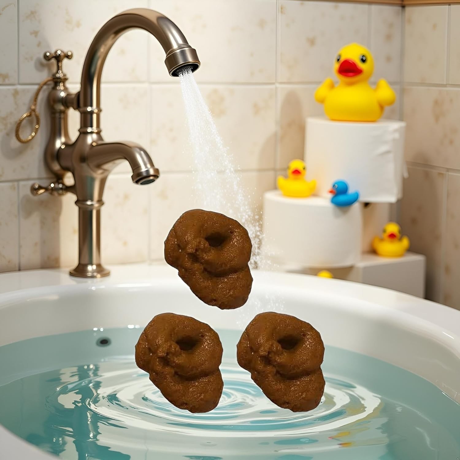 3Pcs Realistic Fake Poop Props – Floating April Fools’ Prank Kit with Brown N…