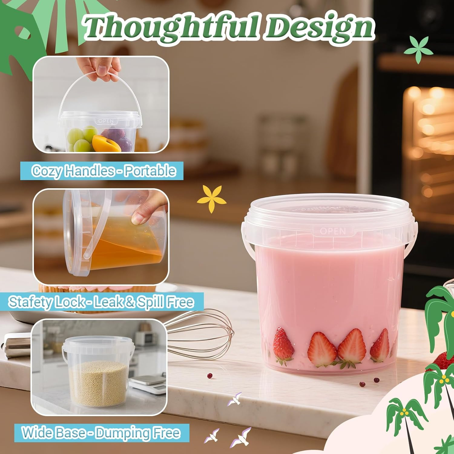 Reusable Clear Plastic Cups with Lid and Straw for Iced Beverages – 32 Oz