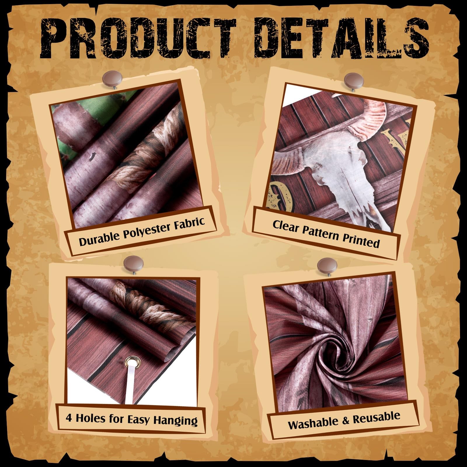 Blosssound Wild West Party Decorations Western Cowboy Photo Booth Multi Color