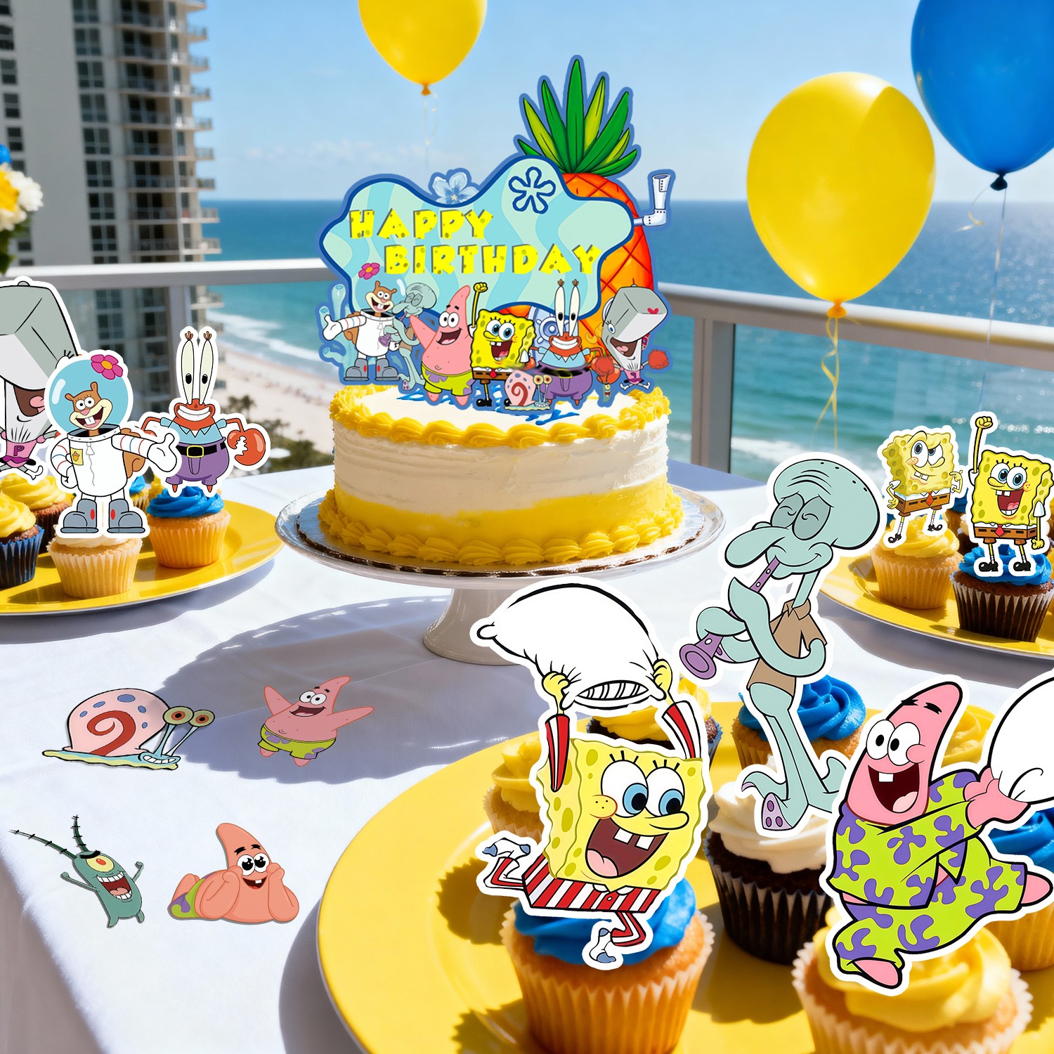 SpongeBob Birthday Cake Toppers SpongeBob Party Decorations Cupcake Toppers Set