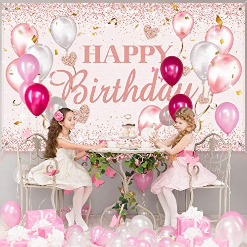 Pink and Rose Gold Happy Birthday Party Decorations Supplies Birthday Party