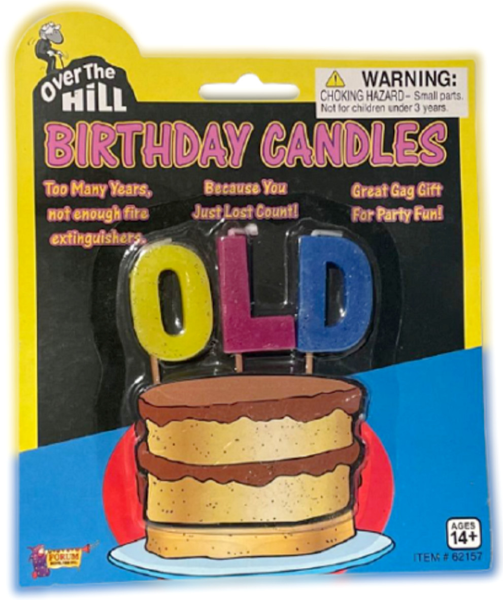 OLD – Over The Hill Birthday Candle Cake Topper – Gag Prank Joke Retirement