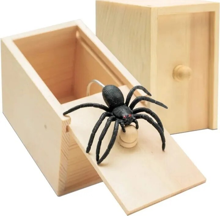 Wooden Prank Spider Scare Box Hidden in Case Trick Play Joke Scarebox Gag Toy 🔥