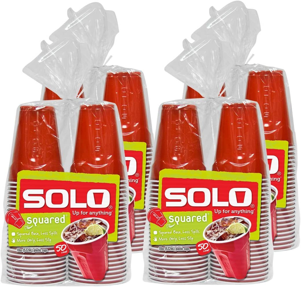 SOLO Cup Company Red Squared Plastic Party 18 Ounce 200 Count