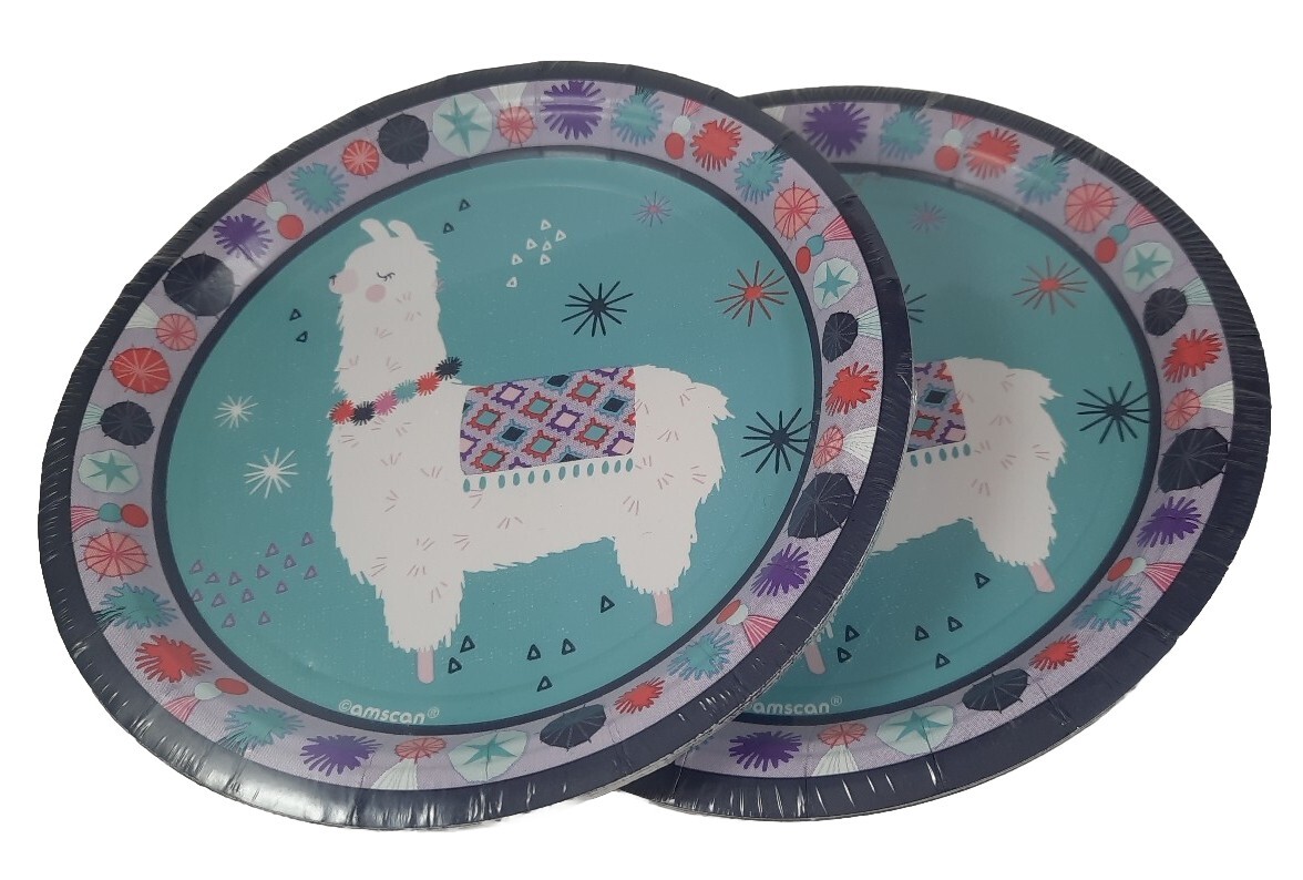 7 inch Llama Fun Any Occasion Party Plates- 2 packs! 16 plates TOTAL