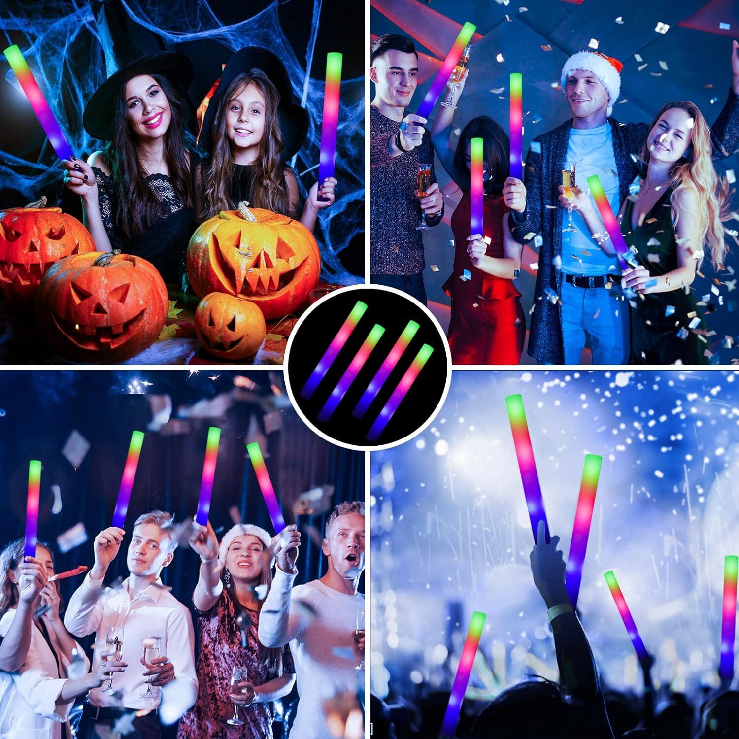 LED Light Up Foam Sticks 100-500PCS Baton Wands Rally Party Rave Tube Glow Wands