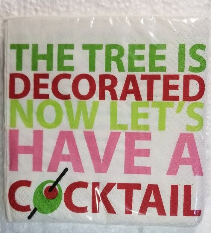 Holiday Cocktail Napkins Drink Beverage Humorous Contemporary 2-Ply 20 Count NEW