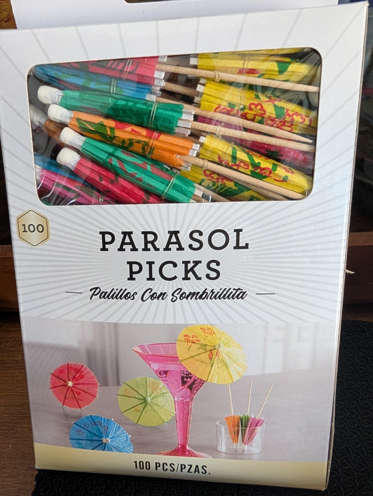 Parasol Picks For Drinks/ Coctails,100 PCS In A Pack, Multi Color, One Box.