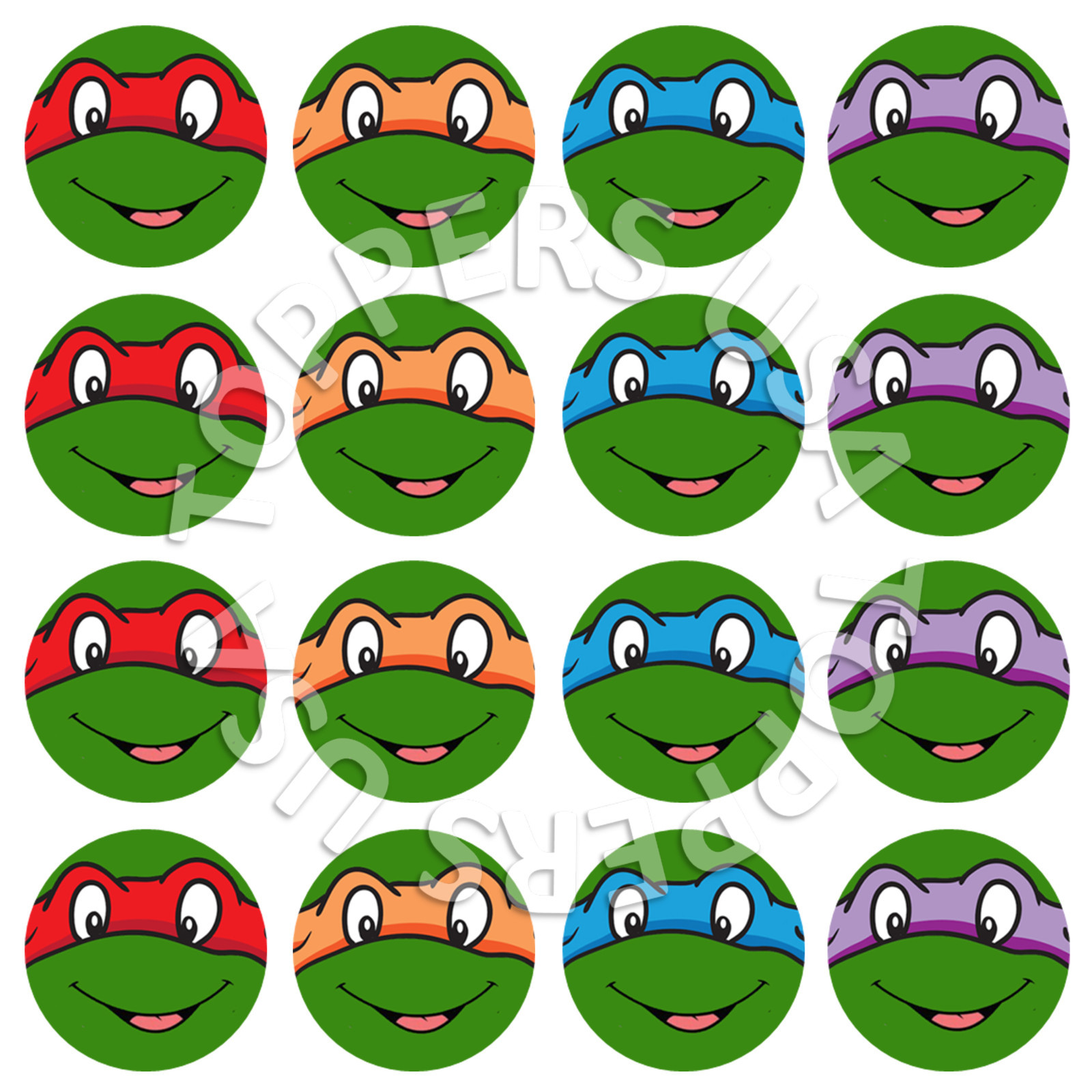 16x EDIBLE Teenage Mutant Ninja Turtles Cupcake Toppers Wafer Paper 4cm (uncut)