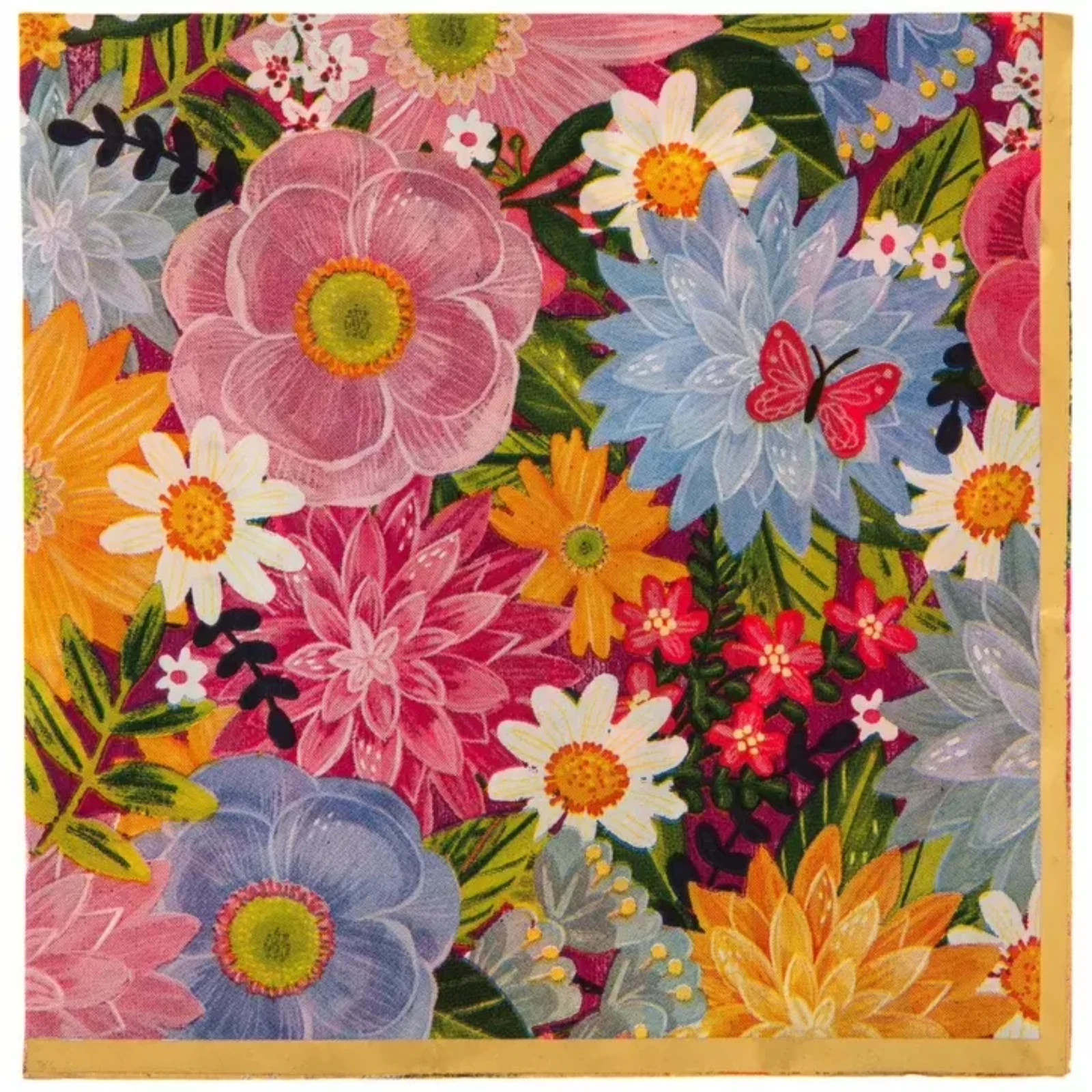 Deep Scalloped Floral All Occasion Disposable Tableware Paper Plates and Napkins