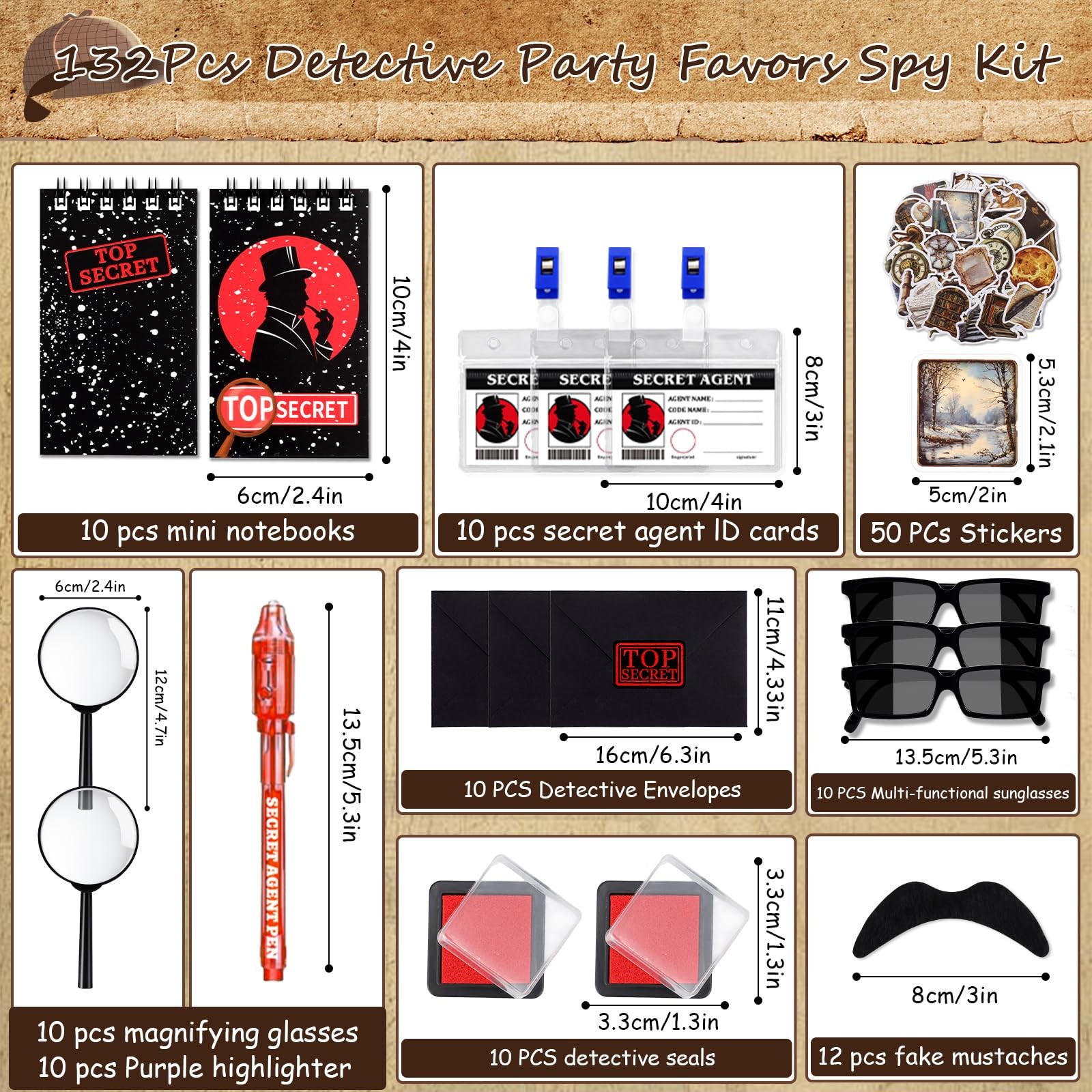 Zenoble 132Pcs Spy Detective Party Favors Kit for Kids Sunglasses, Invisible …