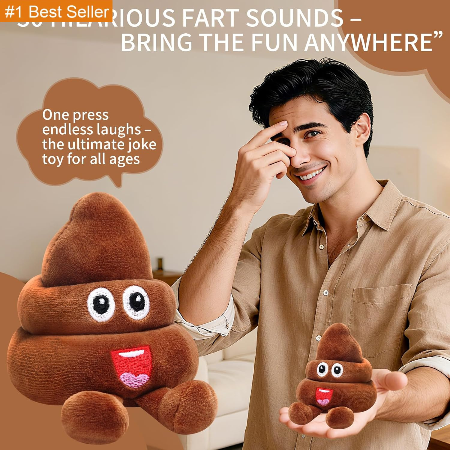 Funny Farting Poop Plush Toy,30 Hilarious Fart Sounds Dammit Pranks Doll,Perfect